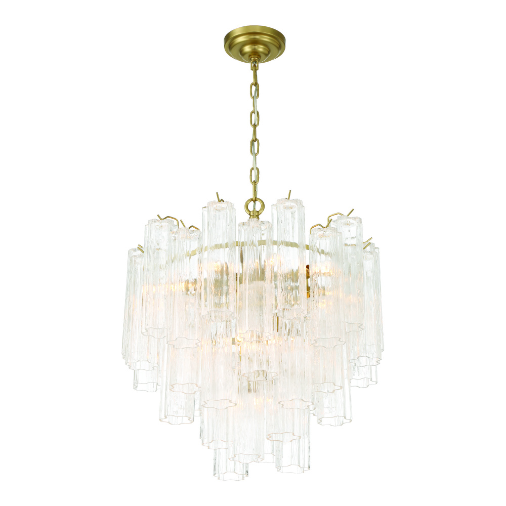 Sophia 11 Light Chandelier, Brass with Tronchi Style Glassware