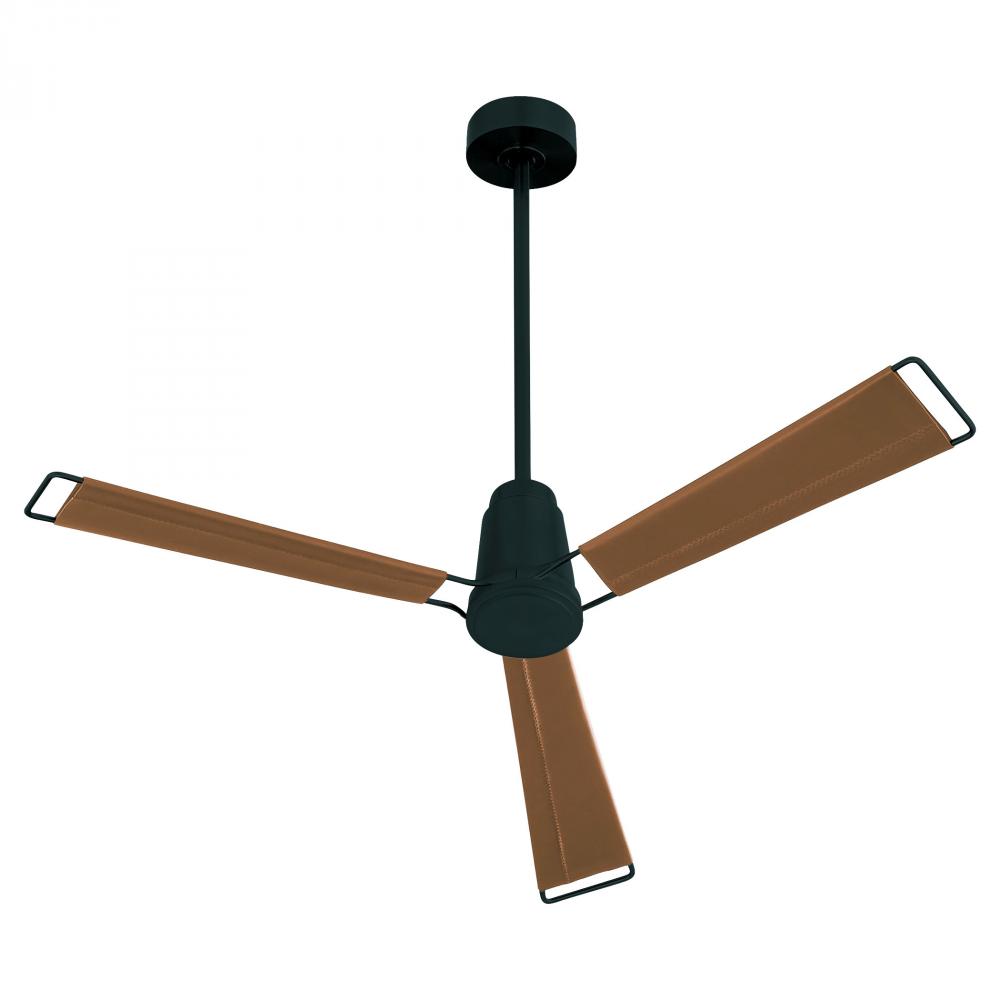Zephyr Ceiling Fan | Matte Black | Saddle Leather