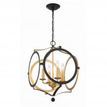 Crystorama ODE-704-BK-GA - Odelle 20'' Black + Antique Gold Chandelier