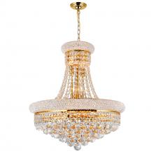 CWI Lighting 8001P20G - Empire 14 Light 20in Gold Down Chandelier with Crystals